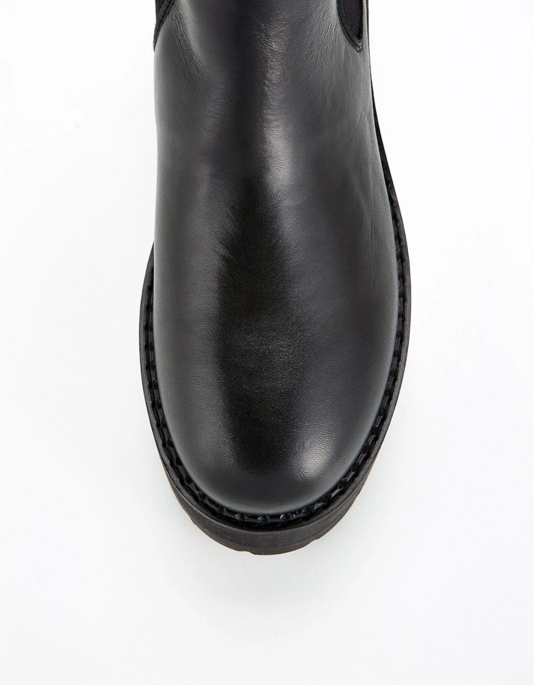 Leather Chelsea Sock Boot - Black