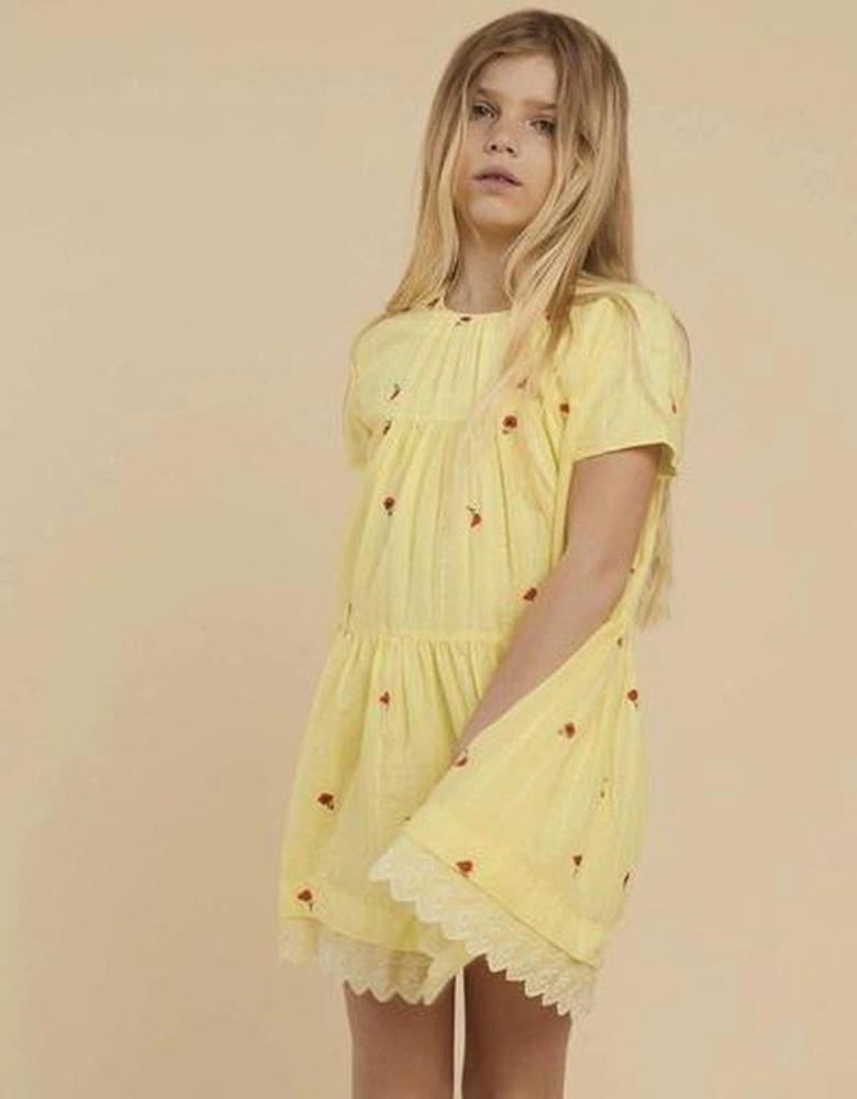 Girls Lemon Poppy Tier Dress