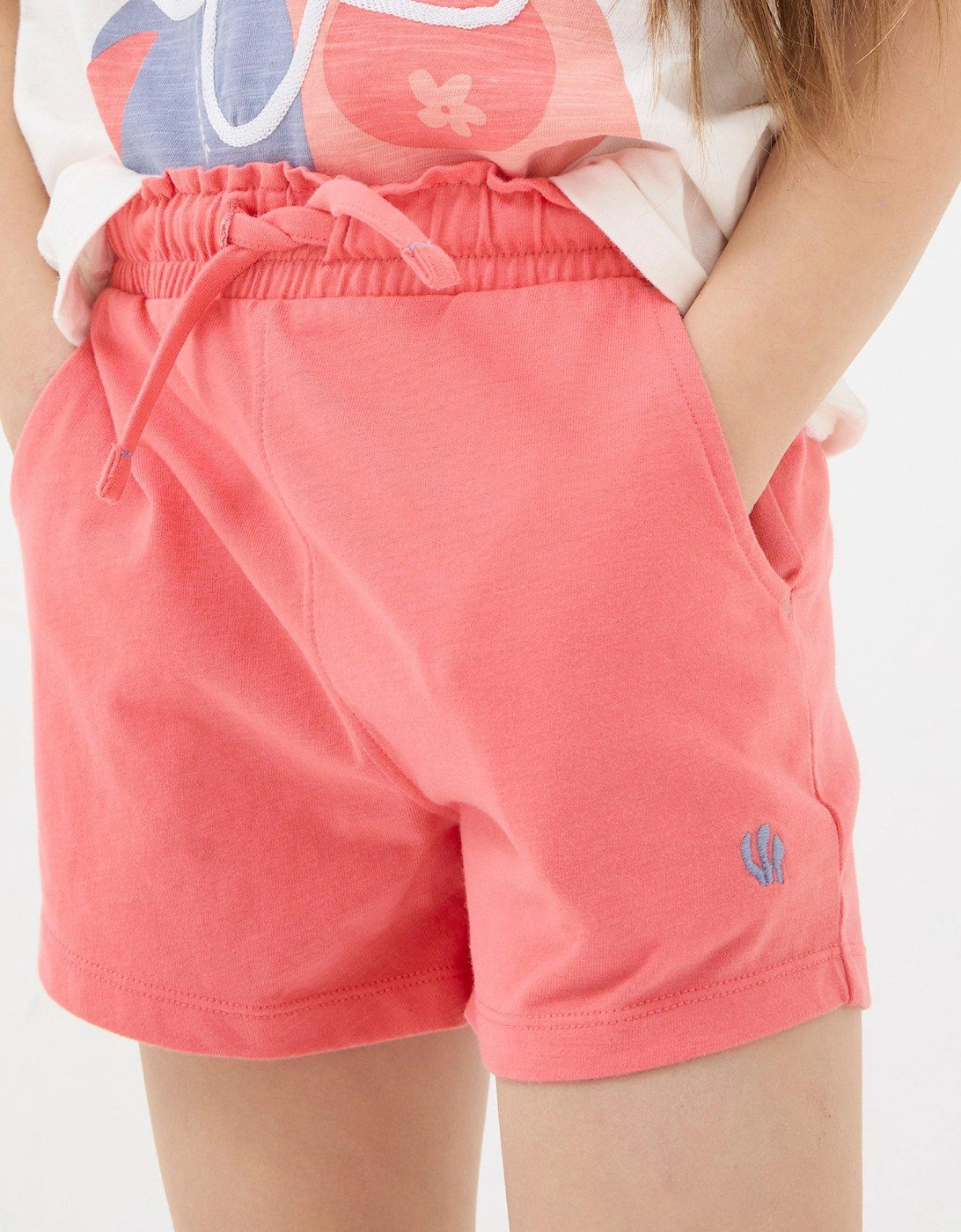 Girls 2 Pack Jersey Shorts - Coral Pink