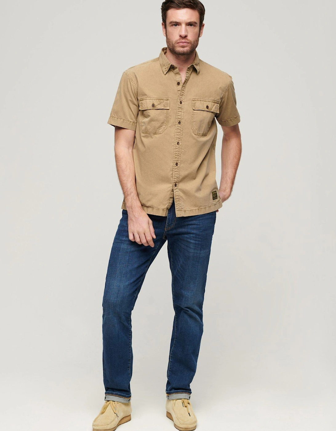 Military Short Sleeve Shirt - Light Brown