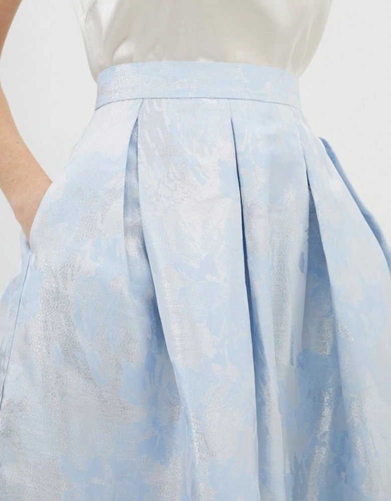 Metallic Woven Prom Midi Skirt
