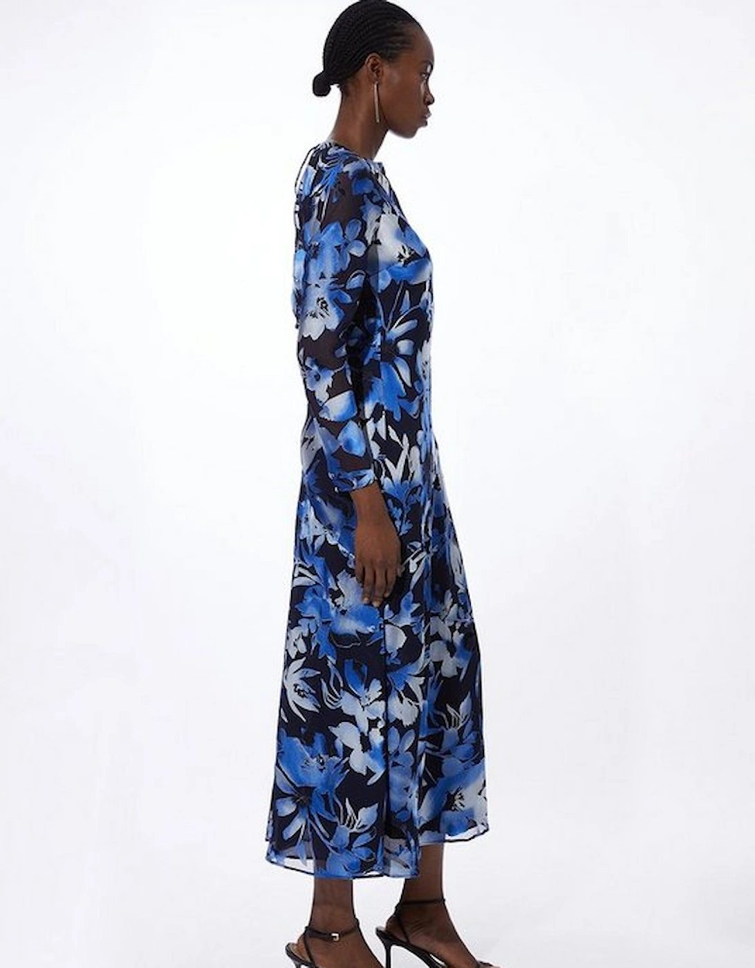 Satin Floral Devore Woven Maxi Dress