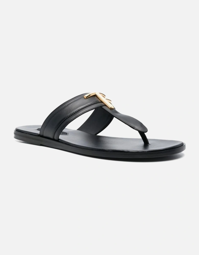 Smooth Leather Brighton Sandals Black