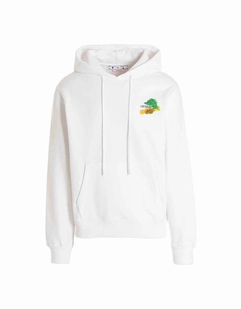 Off White Brush Arrow Logo White Hoodie