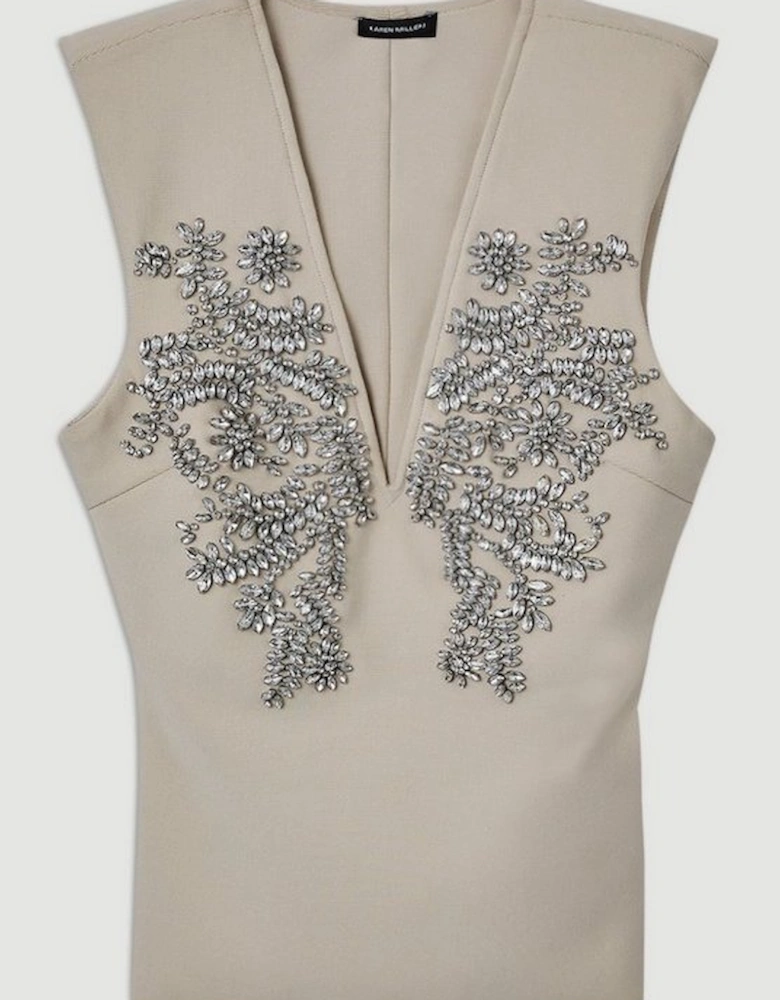 Embellished Figure Form Bandage Knit Top