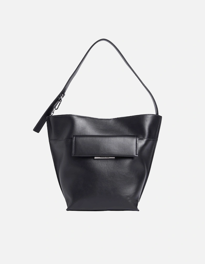 Linear Faux Leather Shopper Bag