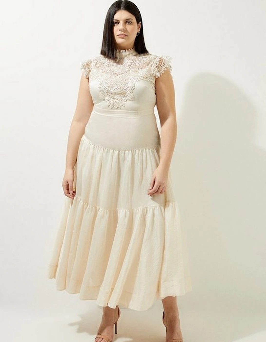 Lydia Millen Plus Size Lace Slub Organdie Woven Maxi Dress, 2 of 1