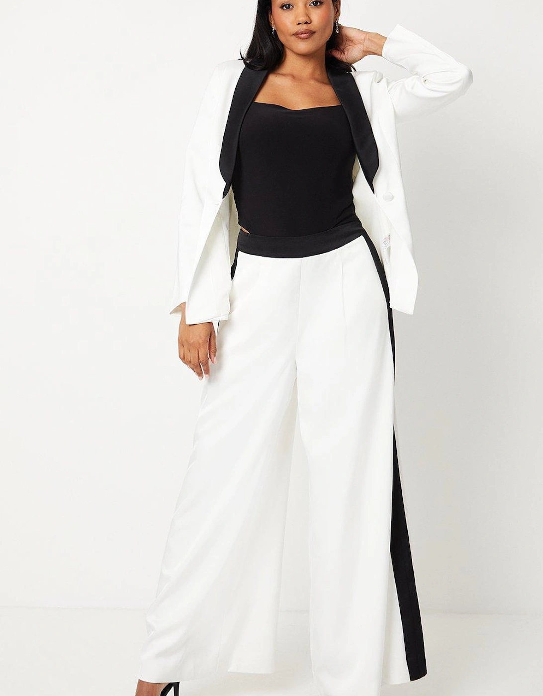 Contrast Panelled Satin Wide Leg Trousers, 6 of 5