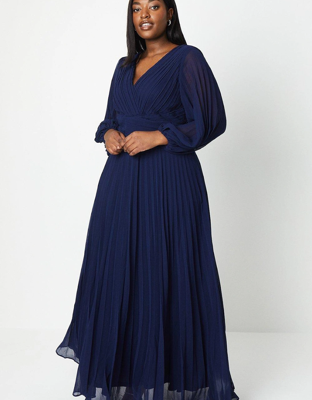 Plus Wrap Front Pleated Georgette Maxi Dress, 6 of 5