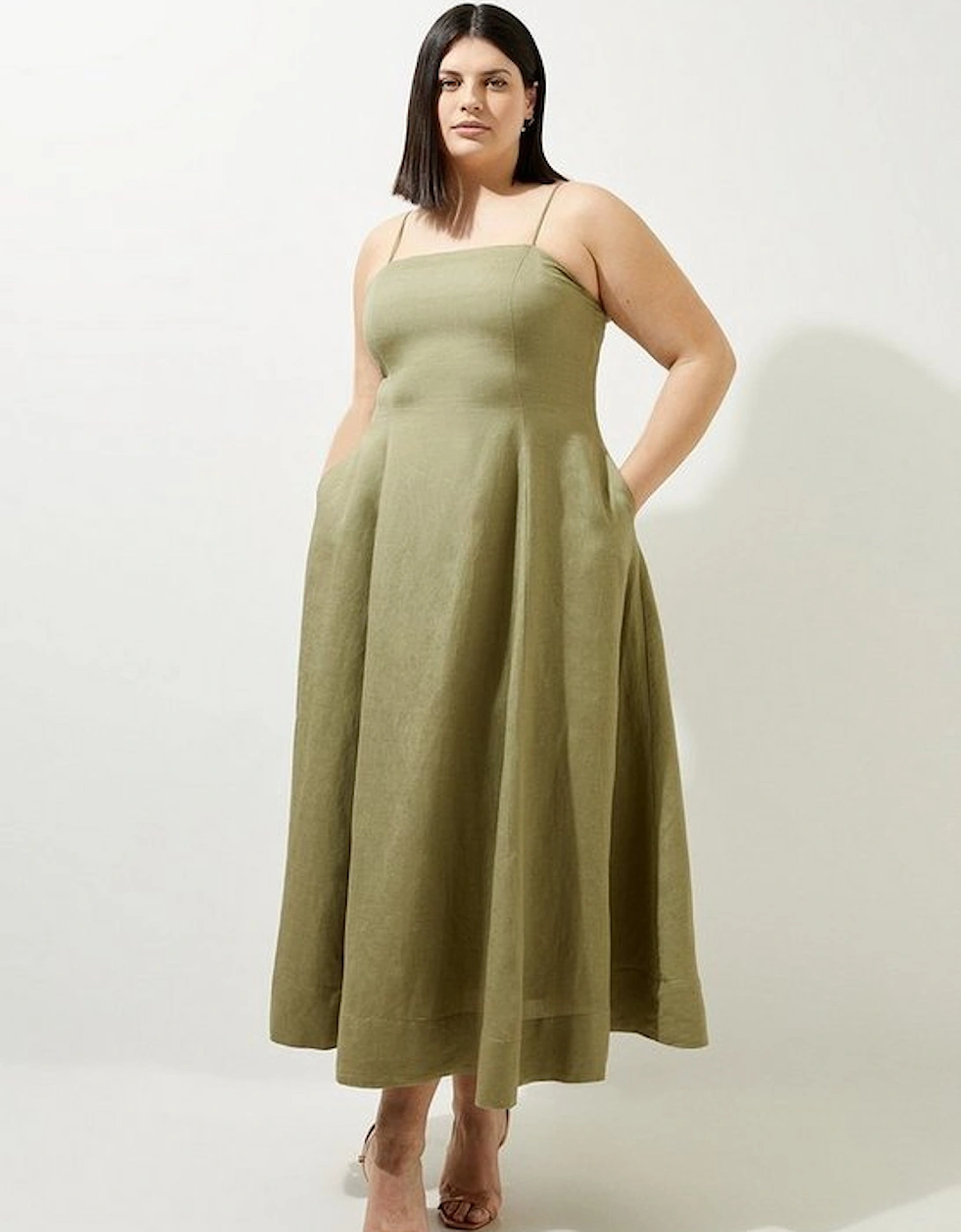 Lydia Millen Plus Size Linen Woven Strappy Maxi Dress, 2 of 1