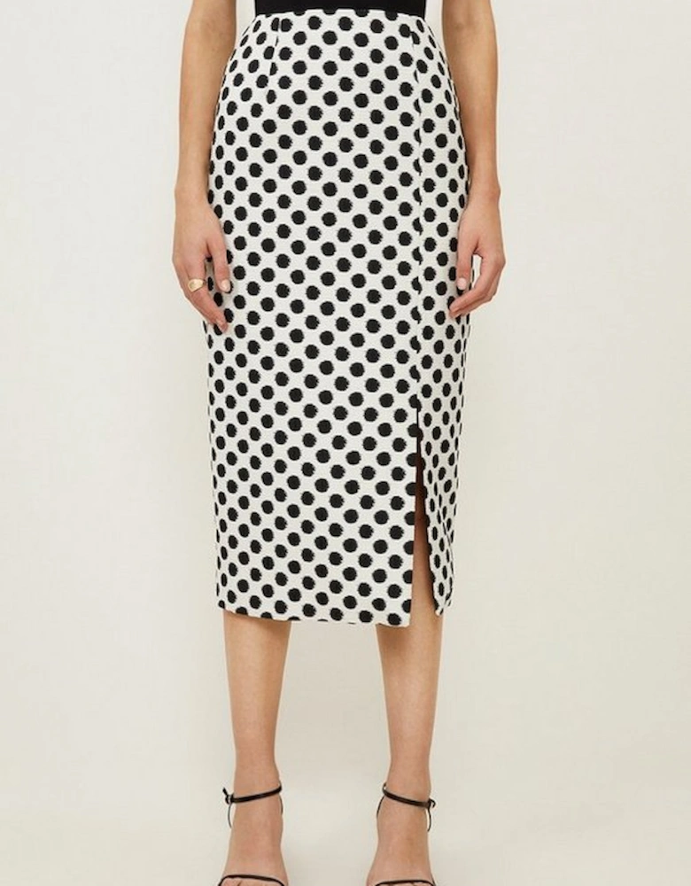 Tailored Jacquard Spot Pencil Midi Skirt