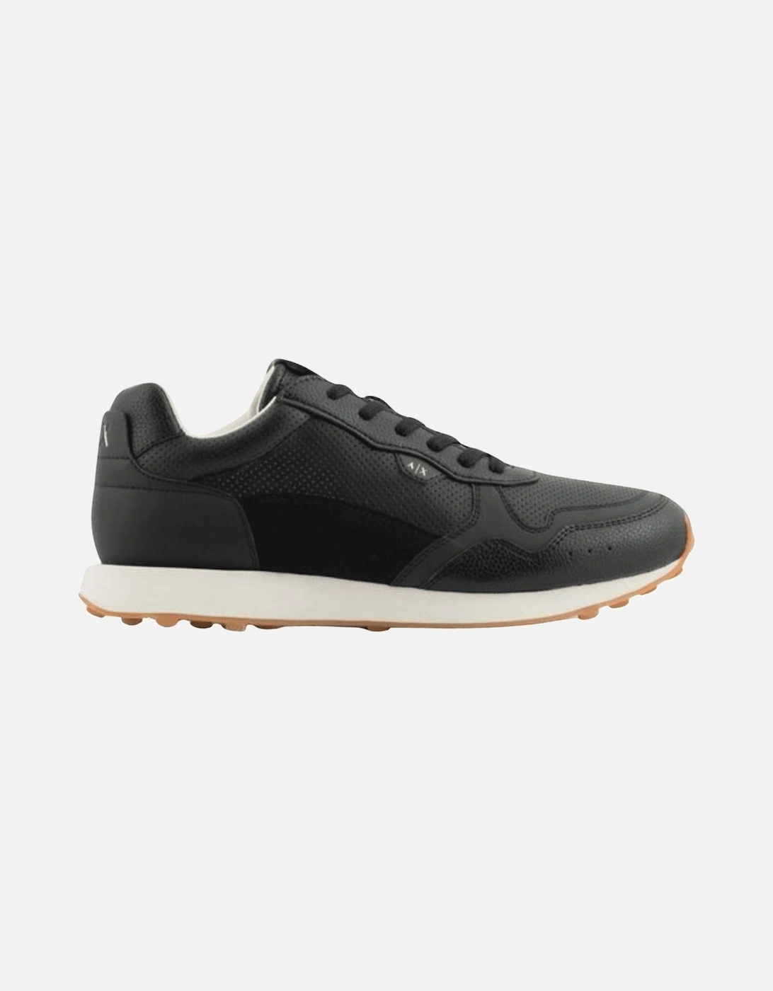 Perforated Leather Black Sneaker Trainer, 4 of 3