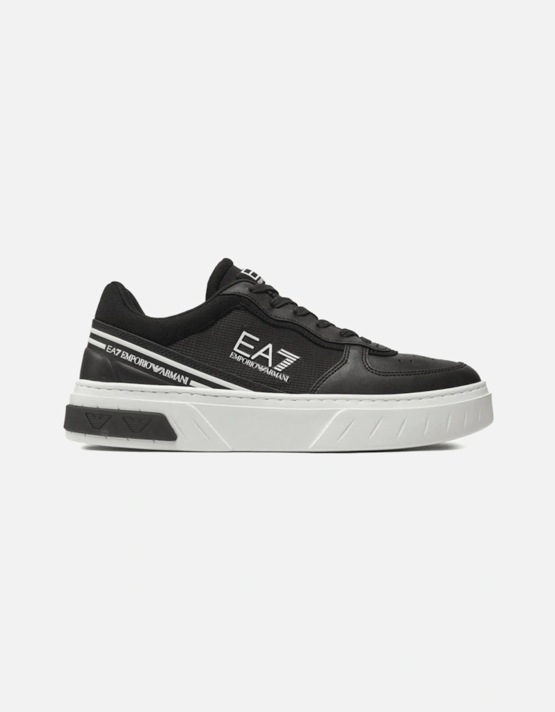 Lace Up Leather/Mesh Black Trainer