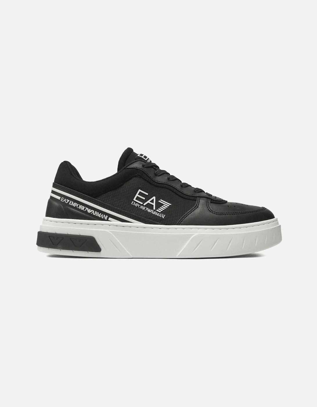 Lace Up Leather/Mesh Black Trainer, 4 of 3
