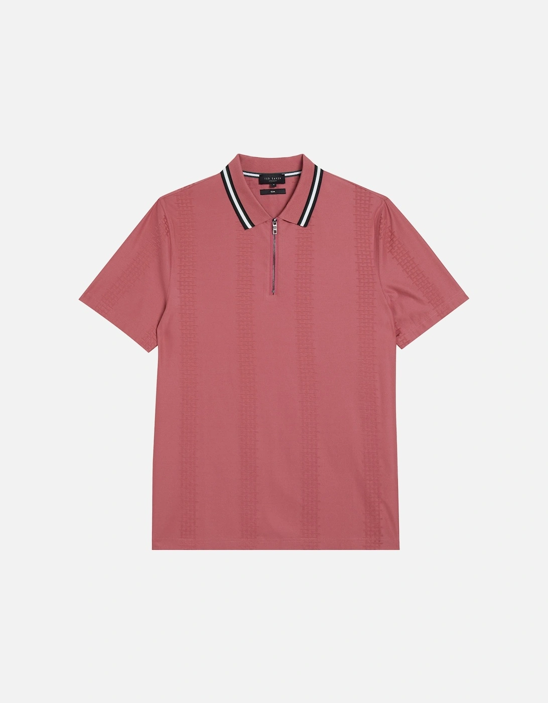 Mens Orbite Slim Fit Jacquard Polo Shirt (Pink), 6 of 5