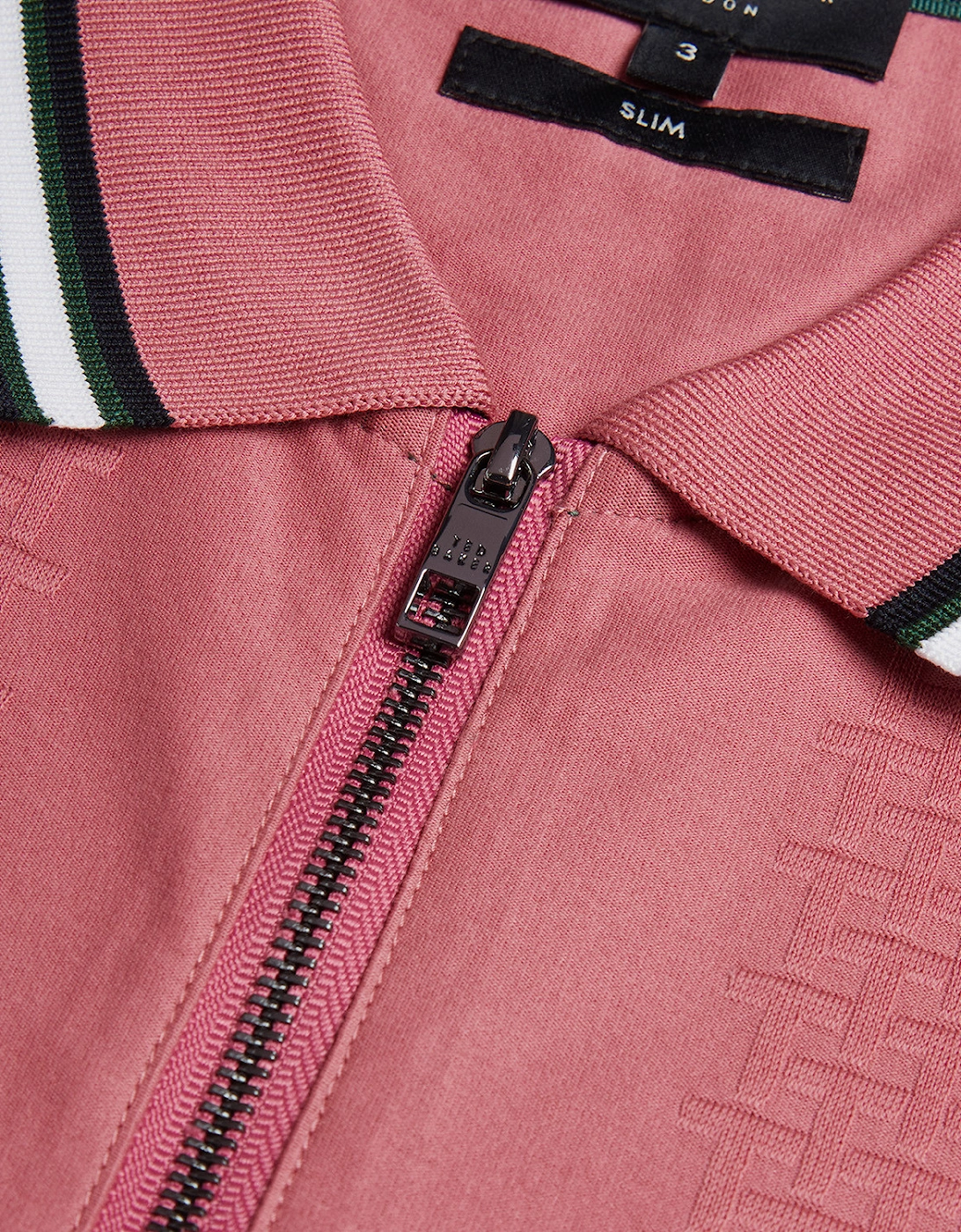 Mens Orbite Slim Fit Jacquard Polo Shirt (Pink)