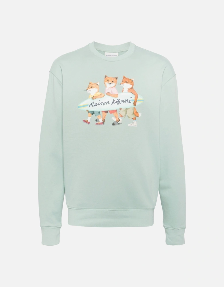 Surfing Foxes Comfort Sweatshirt Green