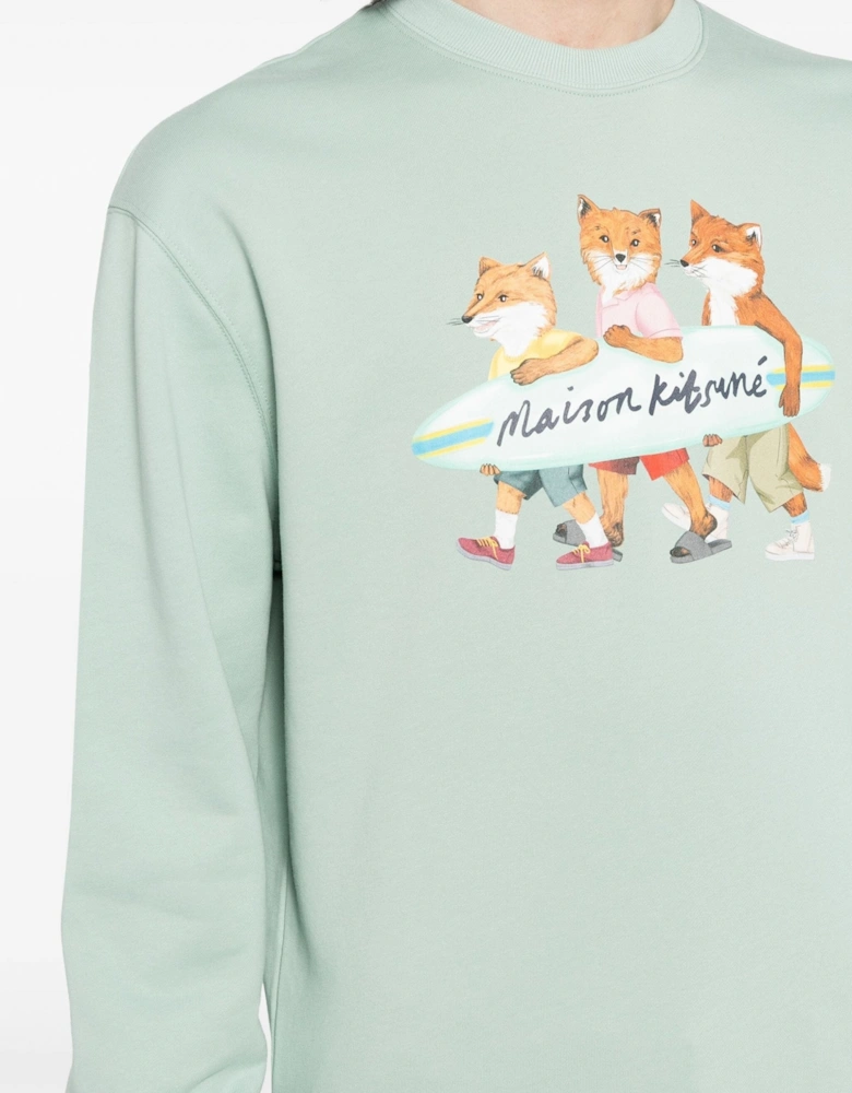 Surfing Foxes Comfort Sweatshirt Green