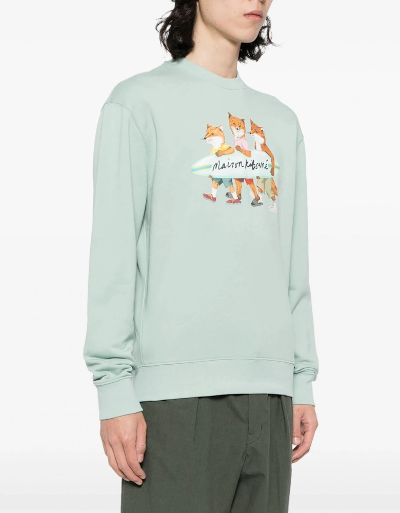 Surfing Foxes Comfort Sweatshirt Green