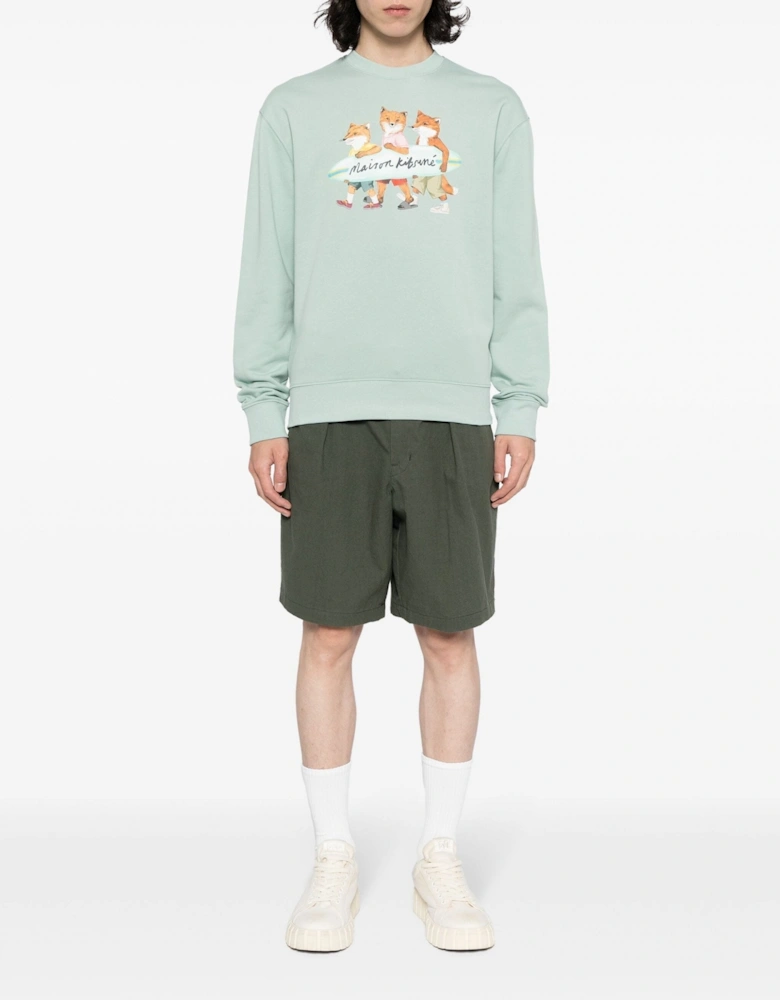 Surfing Foxes Comfort Sweatshirt Green