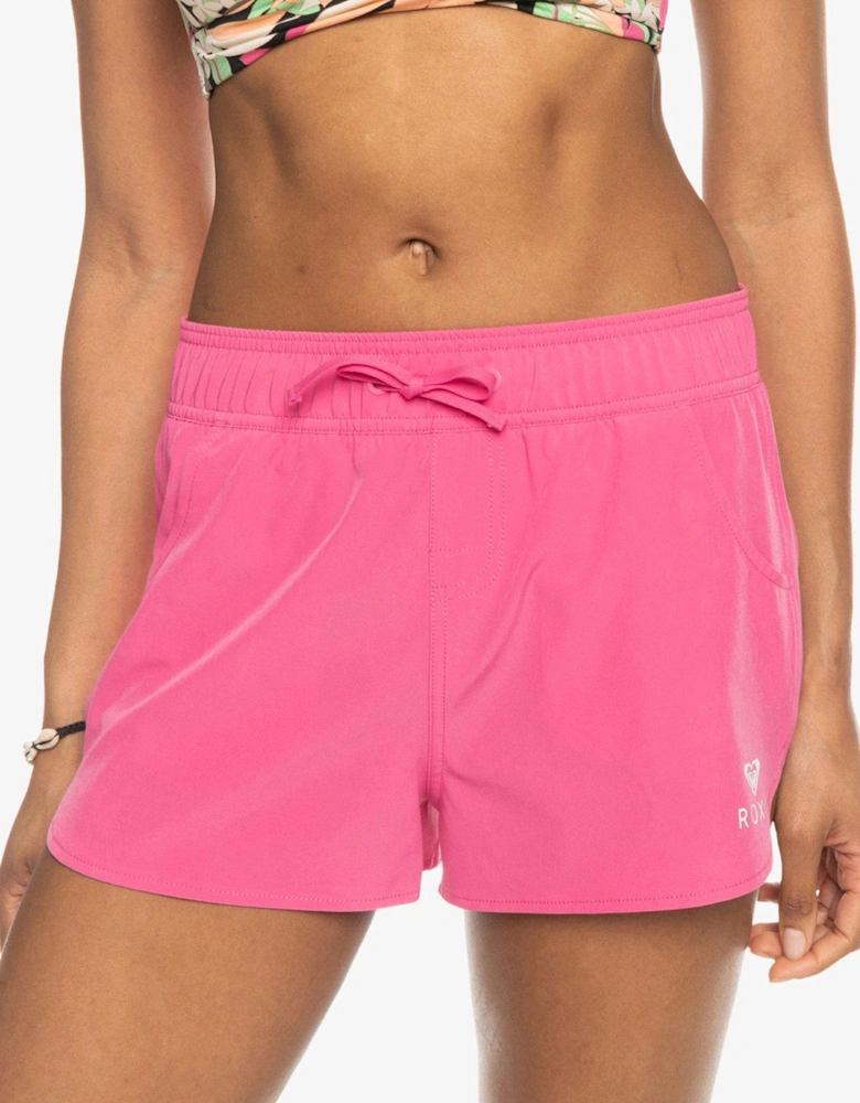 Womens 2 Inch Boardshorts with Fully Elasticated Waist - Pink