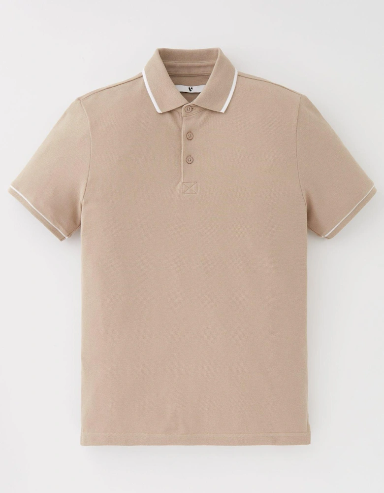 Boys Short Sleeve Polo - Stone