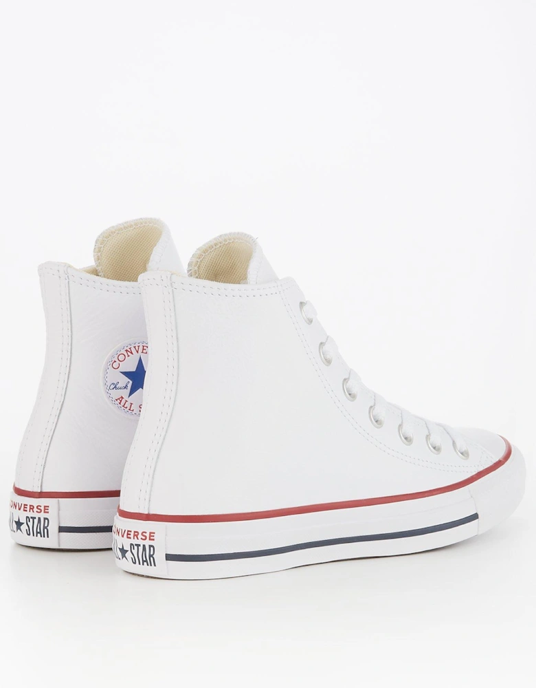 Unisex Leather Hi Top Trainers - White