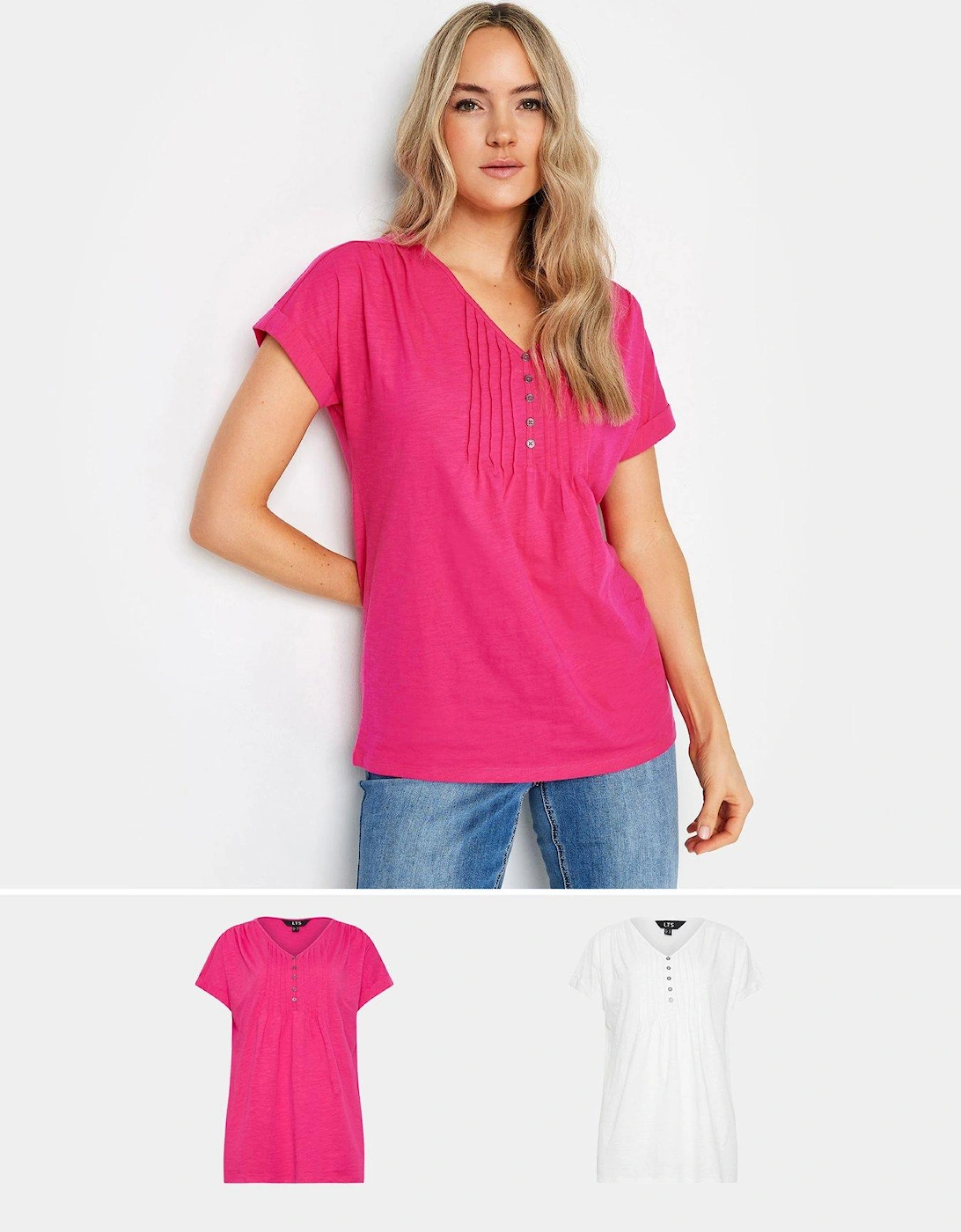 Tall 2 Pack Pintuck Shirts - Pink, 2 of 1