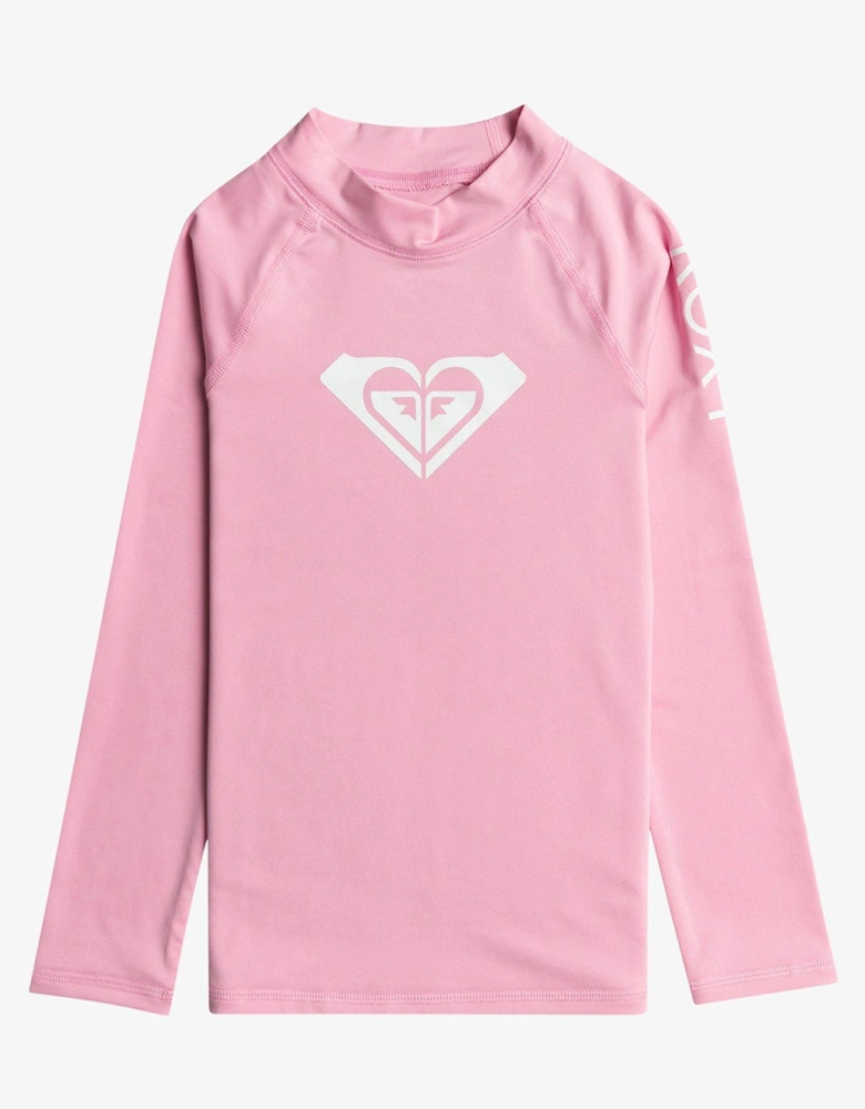 Girls Long Sleeve Rashguard With Upf 50 Sun Protection - Pink