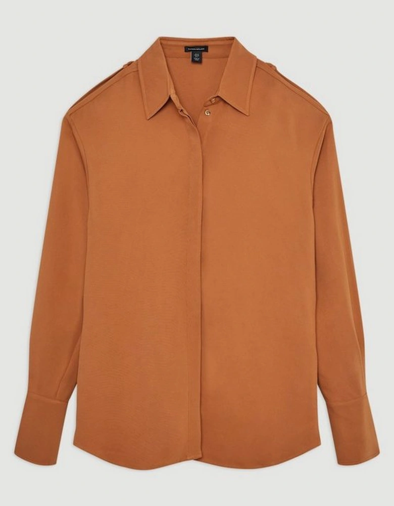Premium Viscose Crepe Long Sleeve Collared Shirt