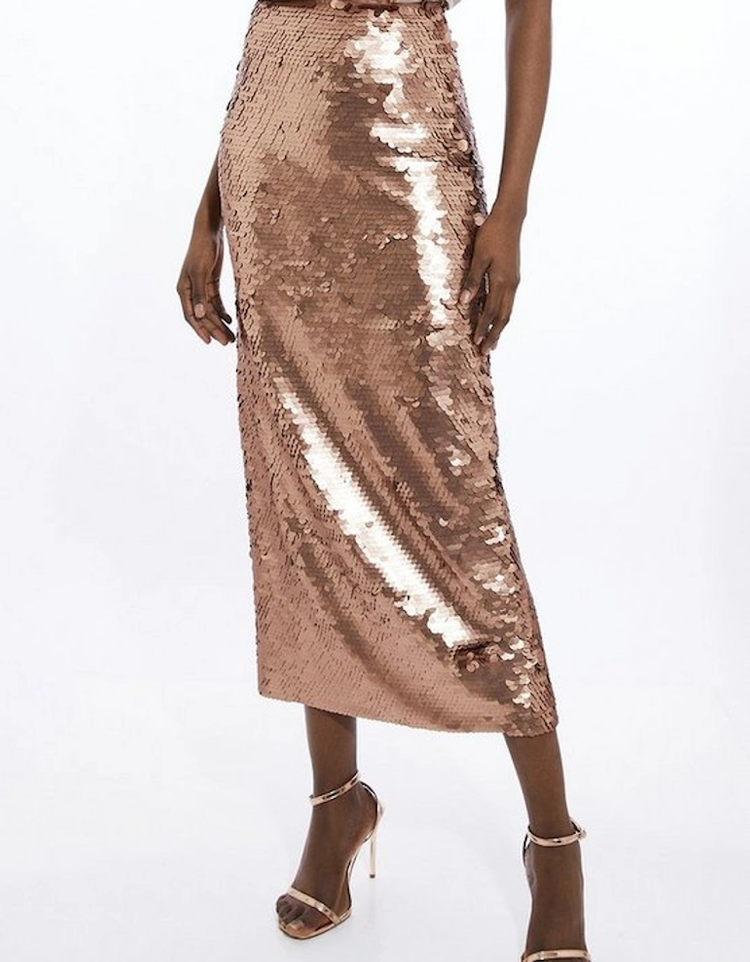 Sequin Woven Midi Skirt
