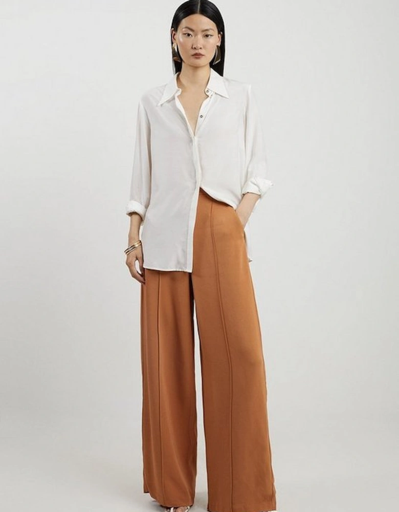 Premium Woven Viscose Crepe Straight Leg Trouser