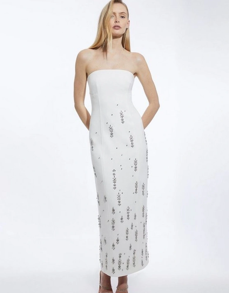 Crystal Embellished Bandeau Midi Dress