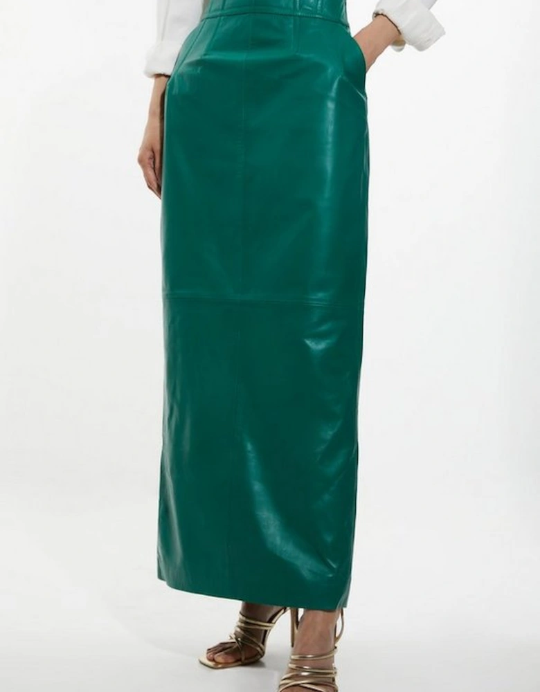 Leather Corset Detail High Waist Maxi Pencil Skirt
