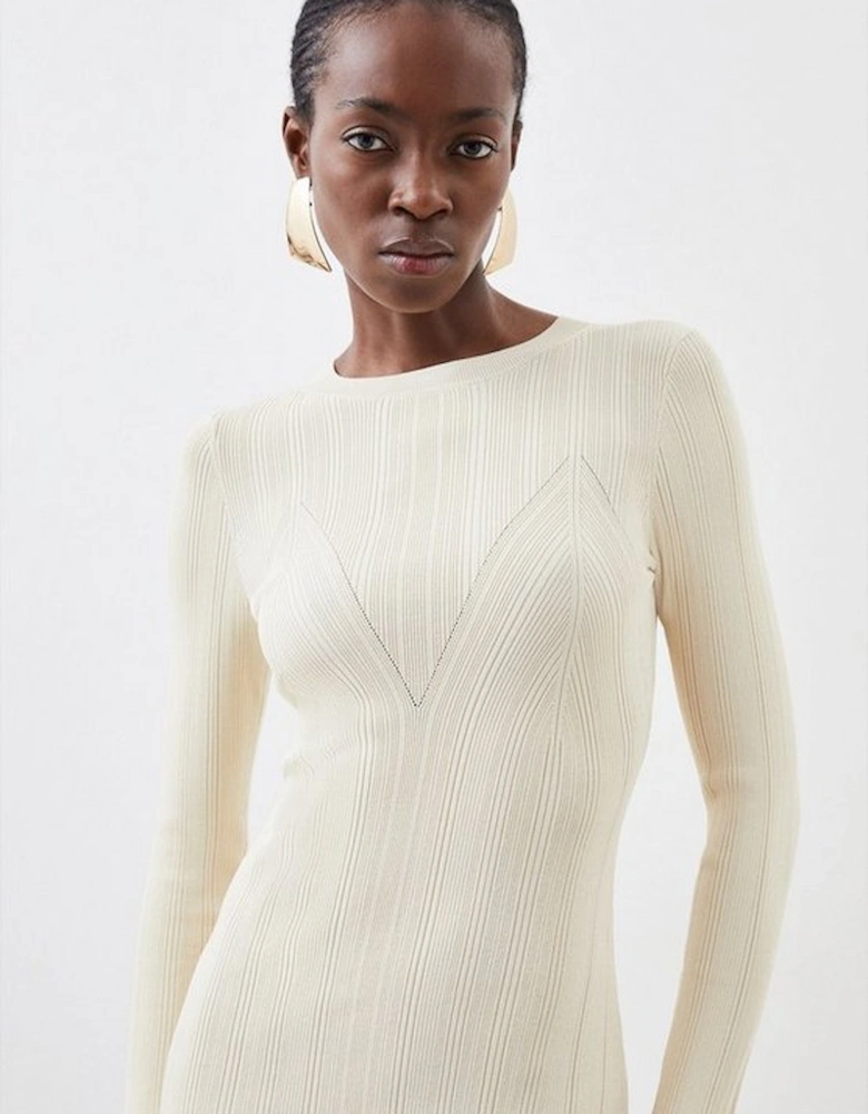 Viscose Blend Rib Knit Midi Dress
