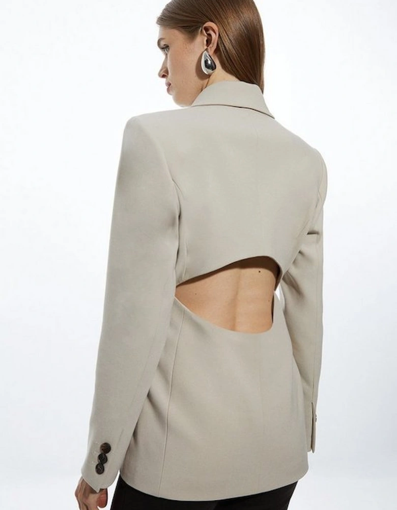 Compact Stretch Cut Out Back Tailored Blazer