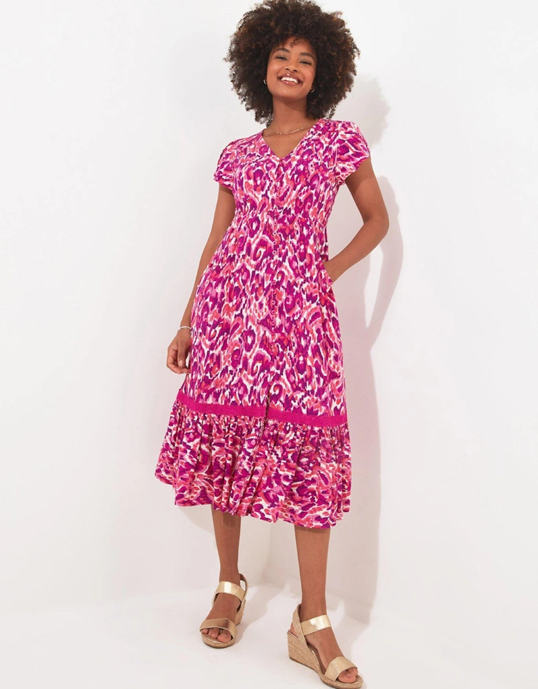 Petite Animal Inspired Print Midi Dress - Pink