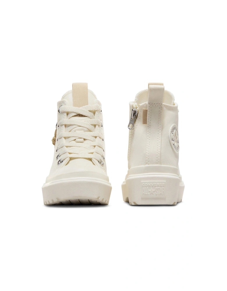 Girls Lugged Lift Hi Top Trainers - Off White