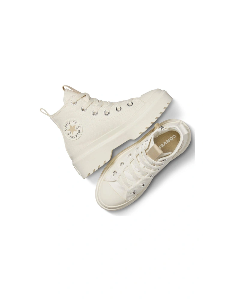 Girls Lugged Lift Hi Top Trainers - Off White