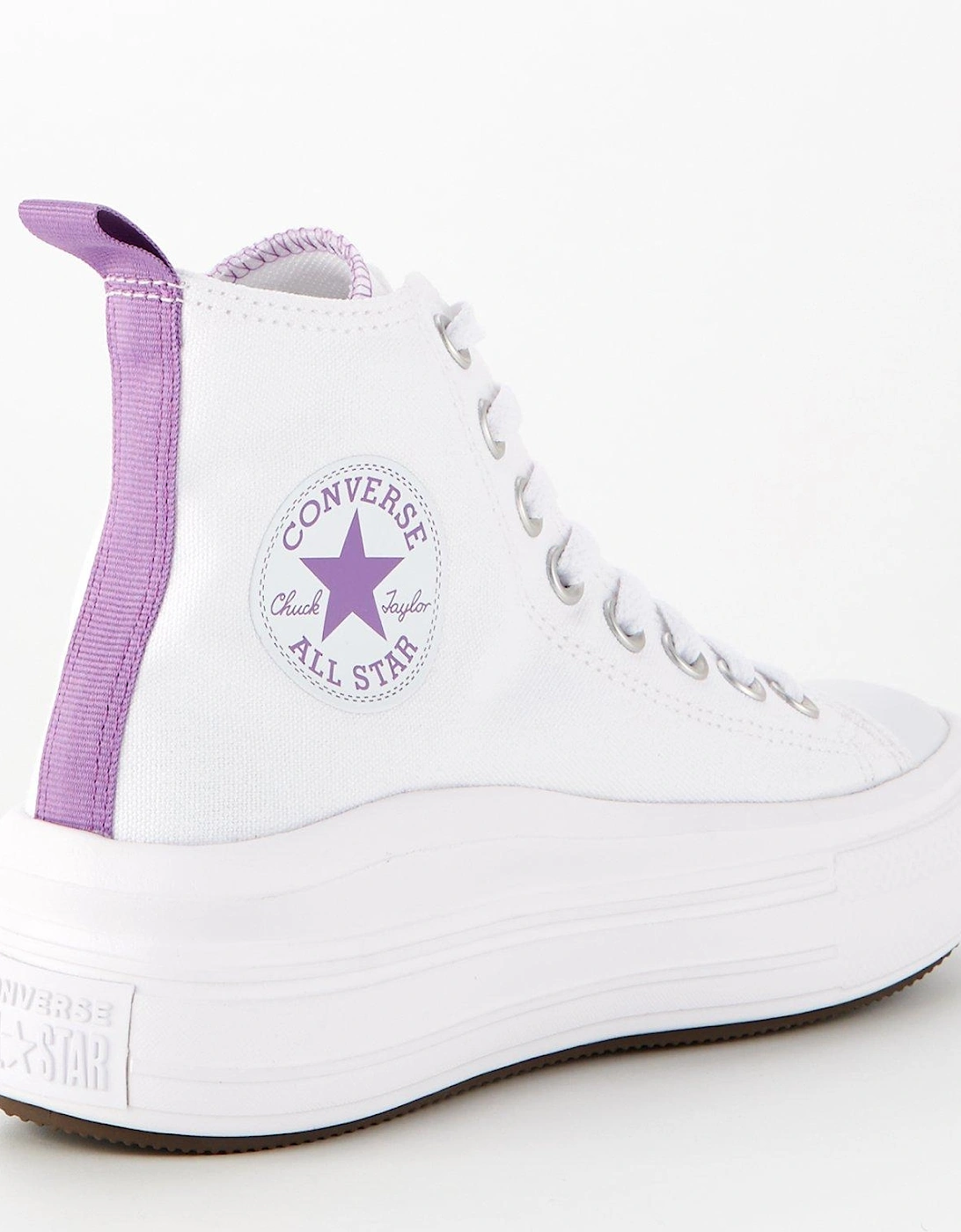 Junior Girls Move Canvas Hi Top Trainers - White/Purple