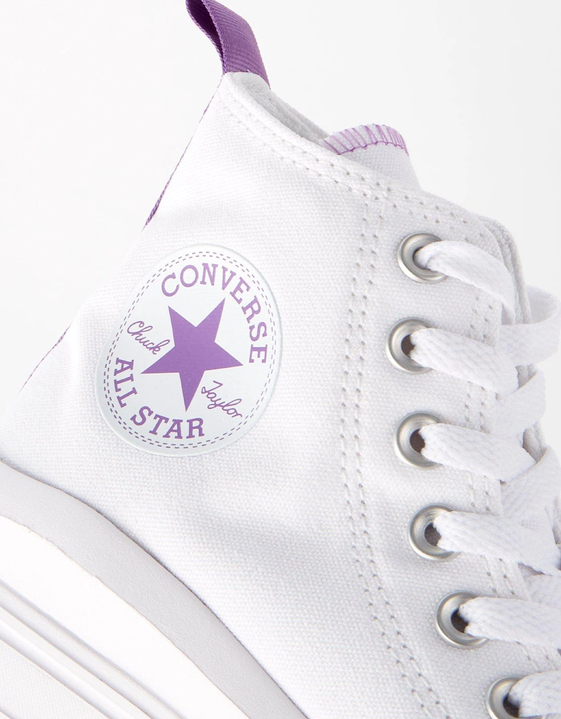 Junior Girls Move Canvas Hi Top Trainers - White/Purple