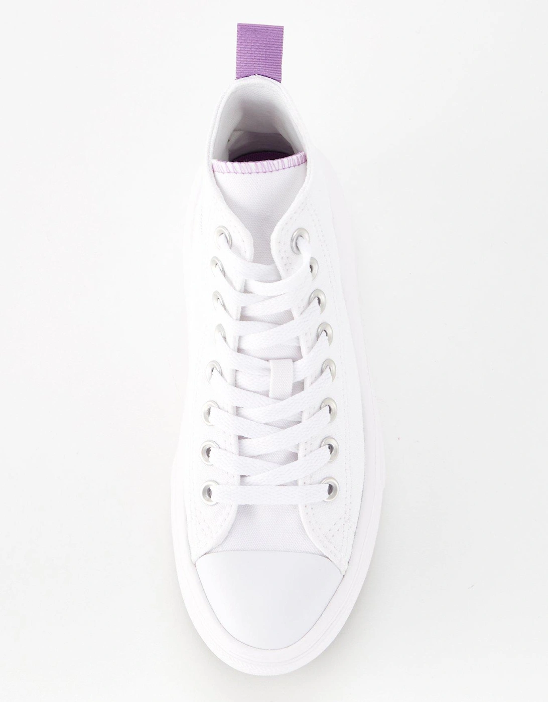 Junior Girls Move Canvas Hi Top Trainers - White/Purple