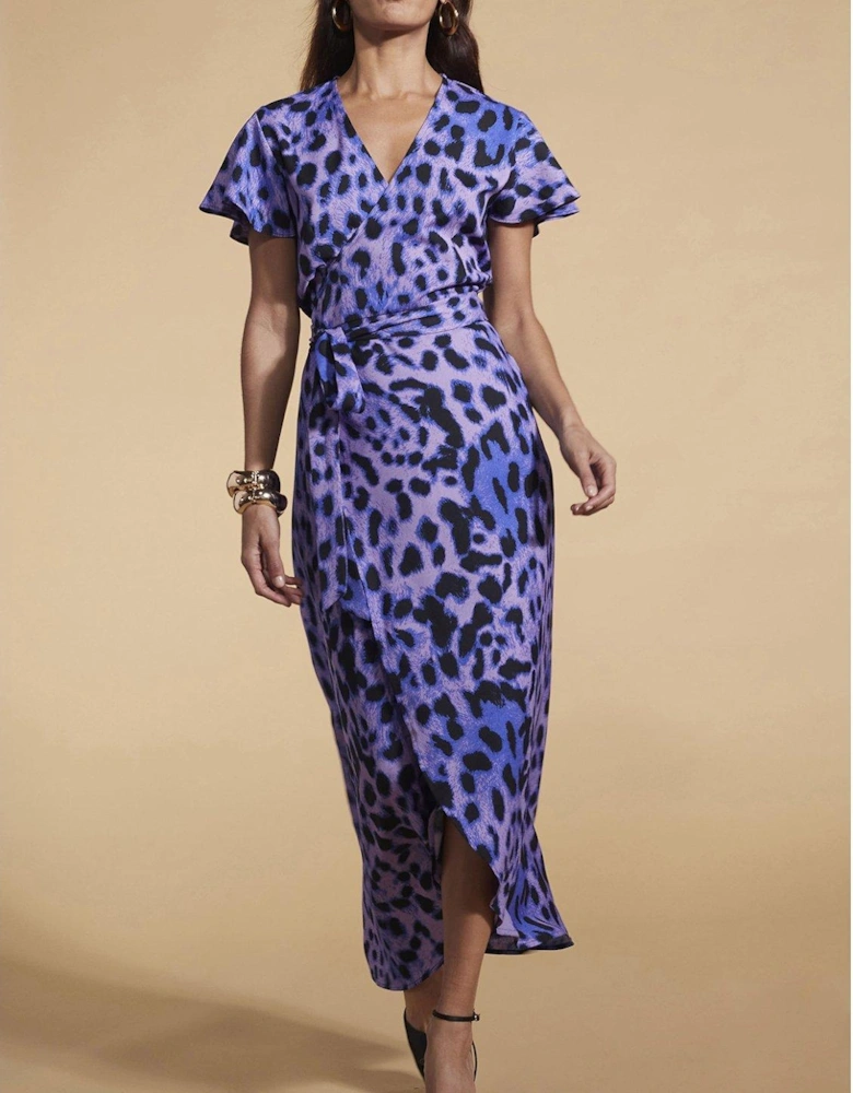 Leopard Print Cayenne Wrap Dress - Lilac