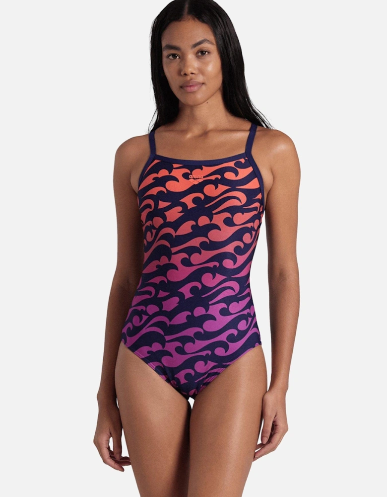 Womens Surfs Up Lightdrop Back Swimsuit-navy/multi