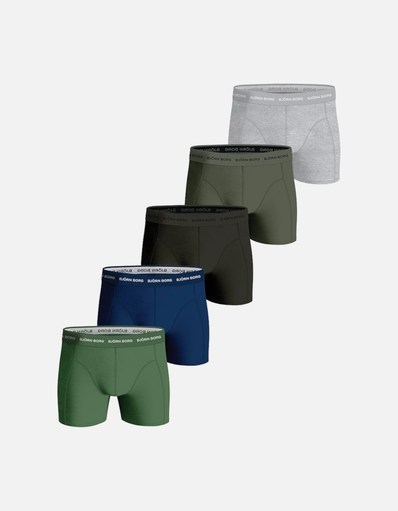 5-Pack Cotton Stretch Boxer Briefs, Green