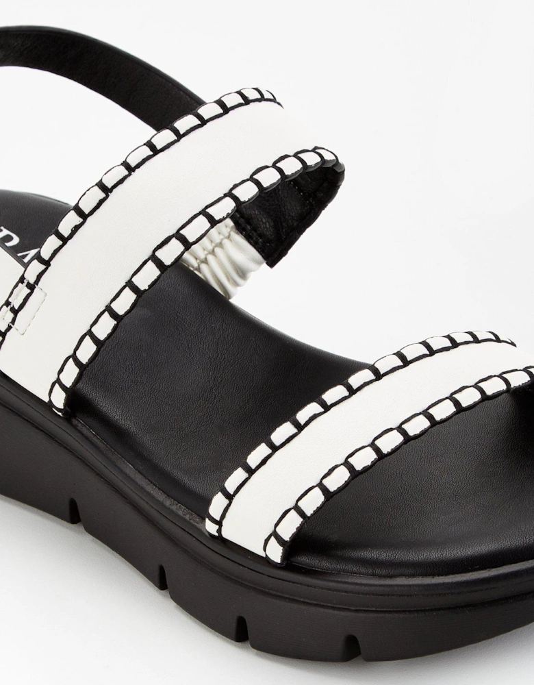 Irie Stitch Detail Wedged Sandal - Black & White