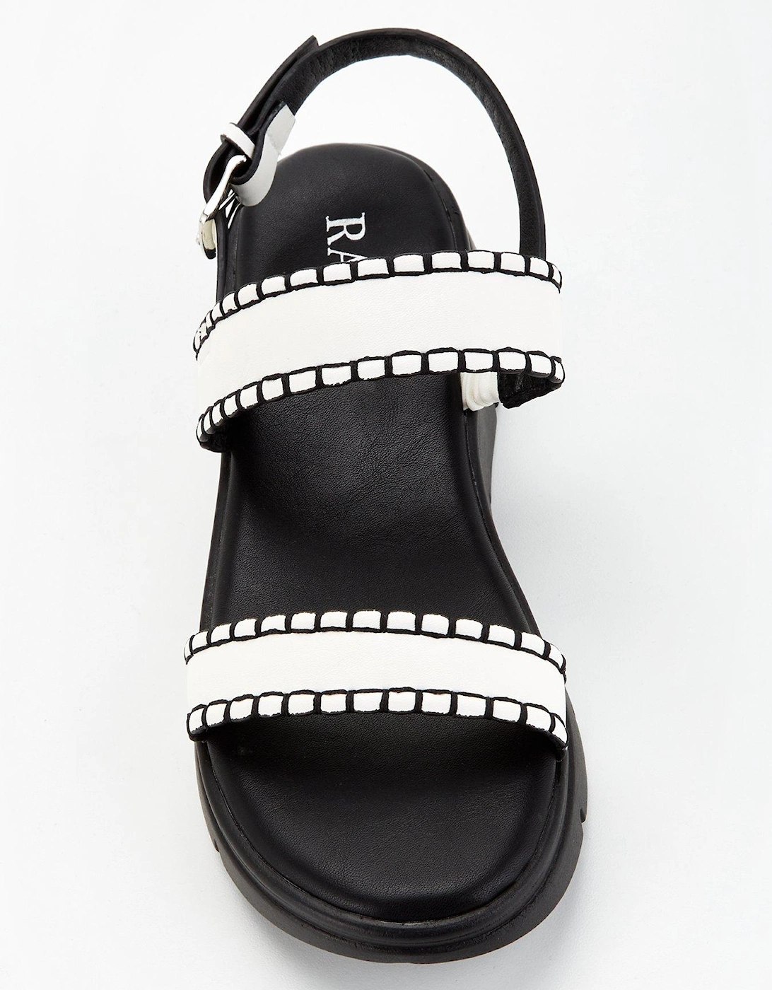 Irie Stitch Detail Wedged Sandal - Black & White