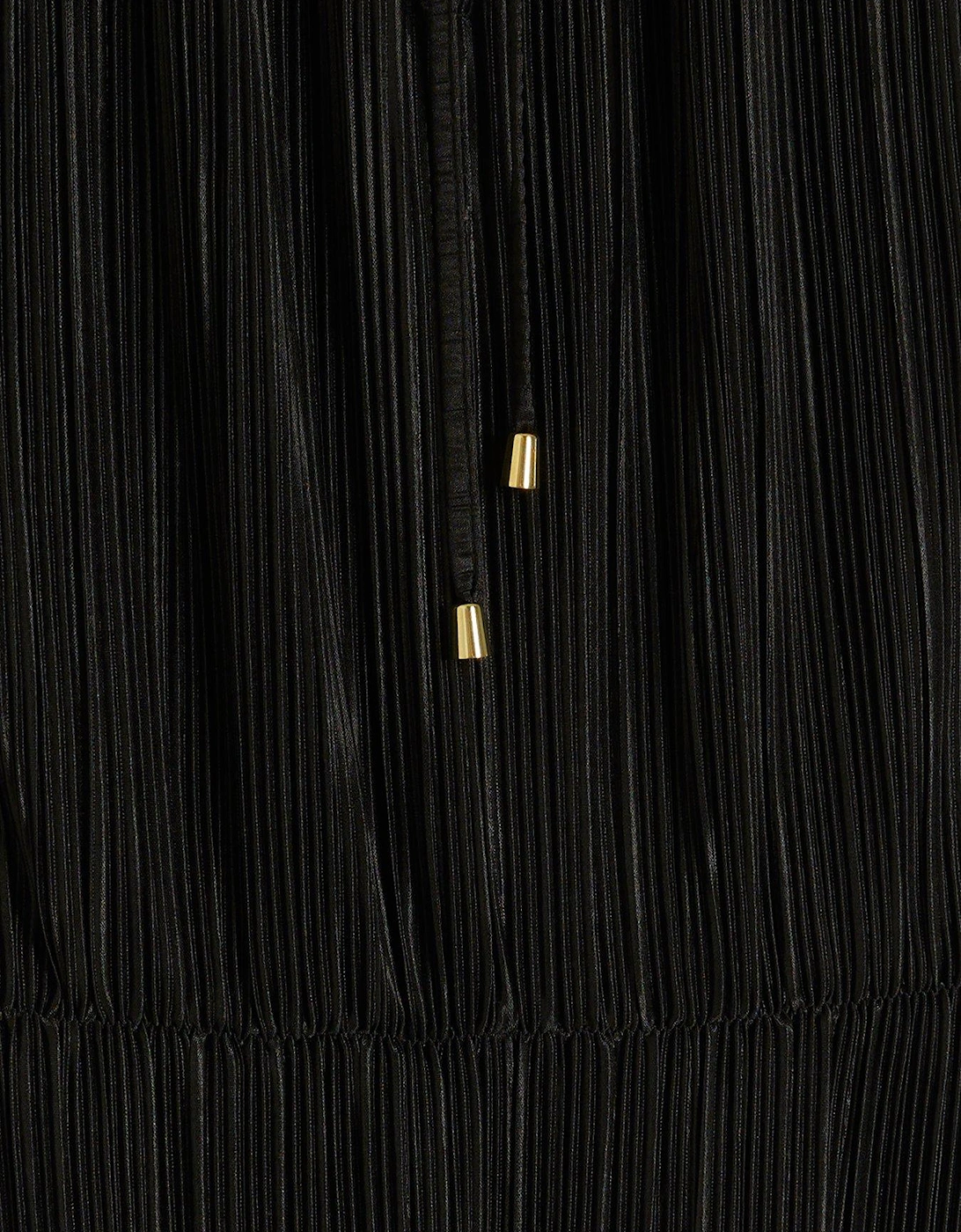 Plisse Cut Out Midi Dress - Black