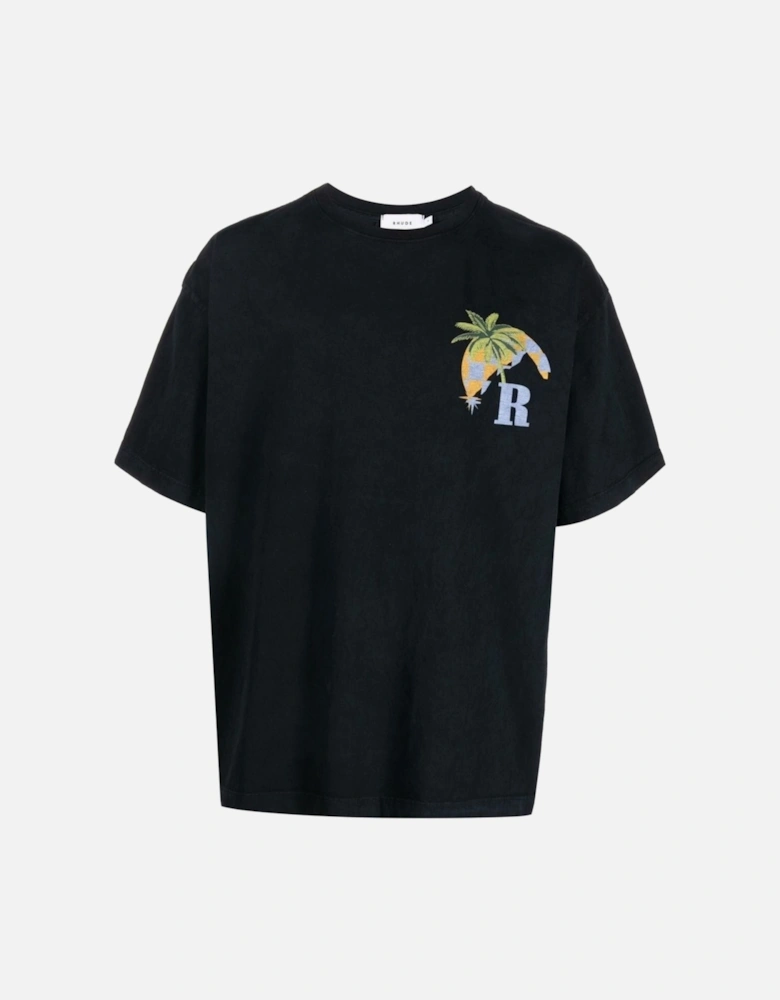 Moonlight Tropics Logo Print T-Shirt in Black