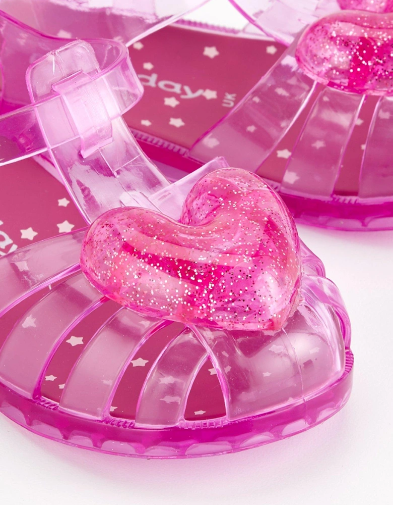 Girls Closed Toe Heart Jelly Sandals - Pink
